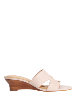 Dune London Kacie Wide Fit Leather Low Wedge Mule Sandals, Blush, Blush