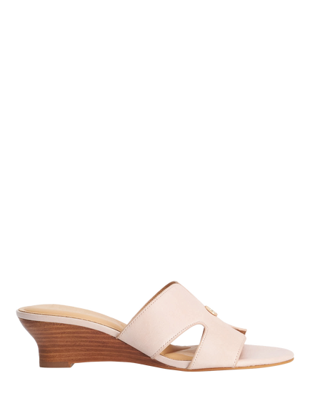 Dune London Kacie Wide Fit Leather Low Wedge Mule Sandals, Blush
