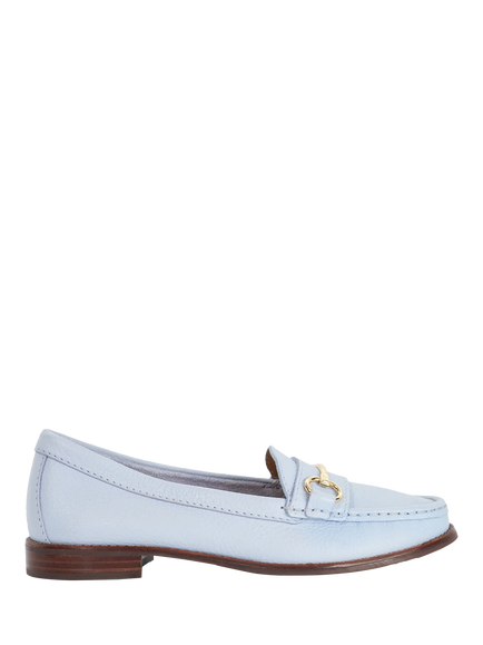 Dune London Glenny Wide Fit Leather Flat Heel Loafers, Pale Blue