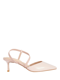 Dune London Charming Leather Asymetric Strap Open Court Shoes, Pink, Pink