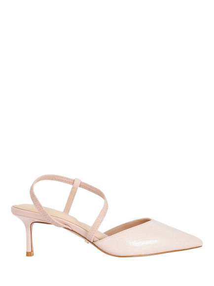 Dune London Wide Fit Charming Leather Cross Strap Open Court Shoes, Pink, Pink