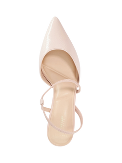 Dune London Charming Leather Asymetric Strap Open Court Shoes, Pink - view 2, Pink