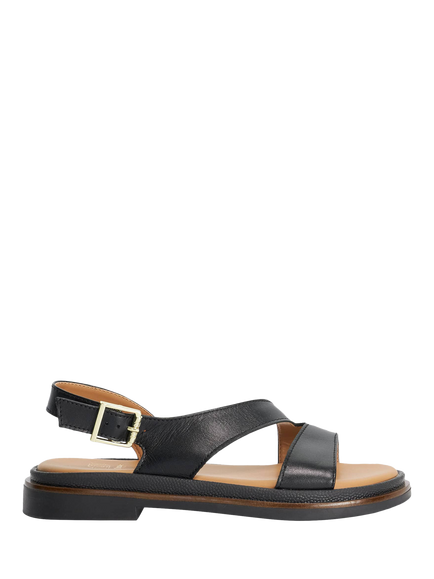 Dune London Larko Asymmetric Leather Strappy Sandals, Black, Black