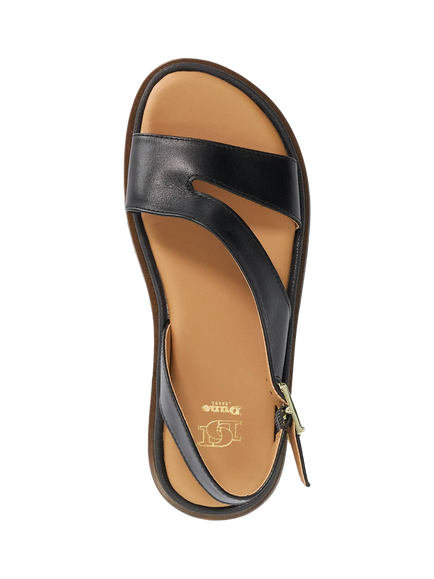 Dune London Larko Asymmetric Leather Strappy Sandals, Black - view 2, Black