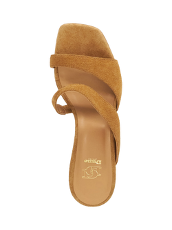 Dune London Jaeda Suede Stacked Heel Mule Sandals - view 2, Tan