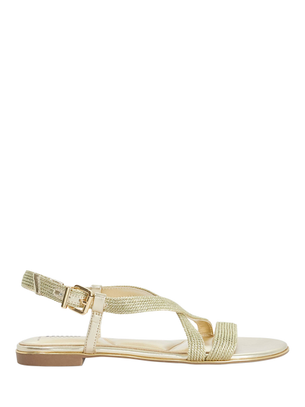 Dune London Lope Wide Fit Rope Strap Sandals, Gold, Gold