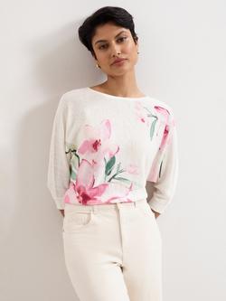 Phase Eight Lorelei Floral Batwing Jumper, Pink, Pink