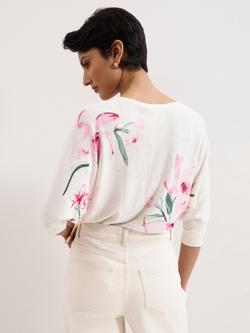 Phase Eight Lorelei Floral Batwing Jumper, Pink - view 2, Pink
