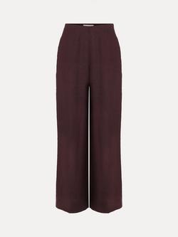Phase Eight Petite Zoey Linen Flare Trousers, Brown, Brown