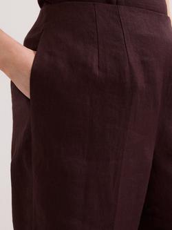 Phase Eight Petite Zoey Linen Flare Trousers, Brown - view 2, Brown