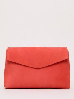 Phase Eight Envelope Flap Pure Suede Clutch Bag, Orange, Orange