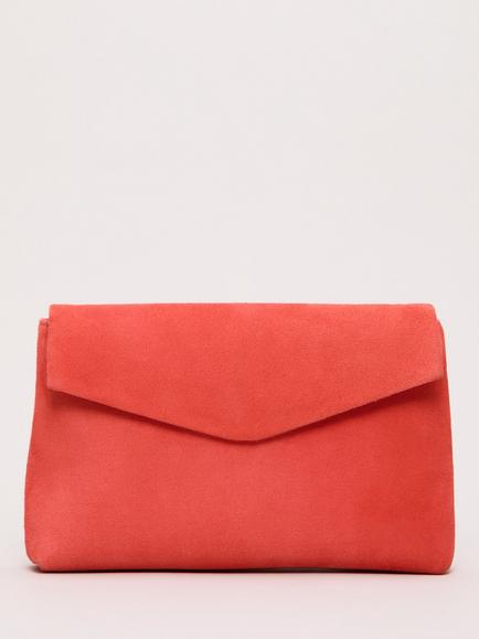 Phase Eight Envelope Flap Pure Suede Clutch Bag, Orange, Orange
