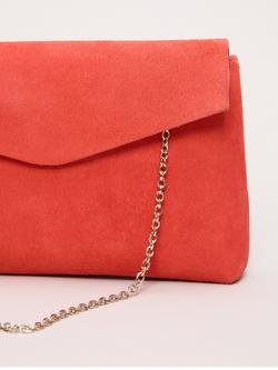 Phase Eight Envelope Flap Pure Suede Clutch Bag, Orange - view 2, Orange