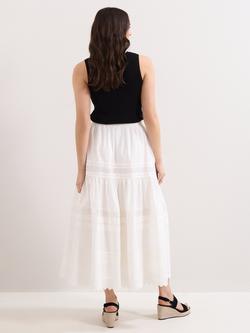 Phase Eight Rosa Broderie Tiered Skirt, White - view 2, White