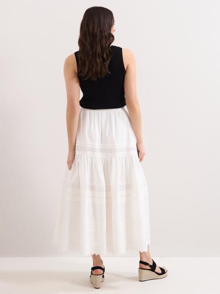 Phase Eight Rosa Broderie Tiered Skirt, White - view 2, White