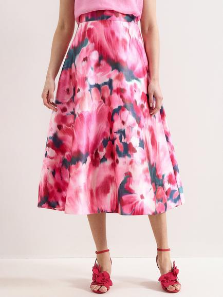 Phase Eight Freyja Floral Midi Skirt, Pink, Pink