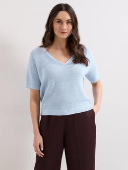 Phase Eight Amira Scallop Edge Textured Jumper, Blue, Blue