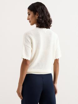 Phase Eight Amira Textured Scallop Trim Jumper, Ivory - view 2, Ivory