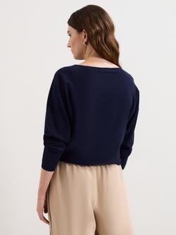 Phase Eight Cristine Batwing Longline Jumper, Navy - view 2, Navy