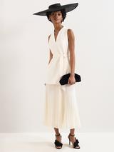 Phase Eight Pia Tailored Pleated Midi Dress, Ivory
