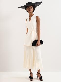 Phase Eight Pia Tailored Pleated Midi Dress, Ivory, Ivory