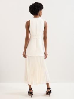 Phase Eight Pia Tailored Pleated Midi Dress, Ivory - view 2, Ivory
