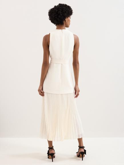 Phase Eight Pia Tailored Pleated Midi Dress, Ivory - view 2, Ivory