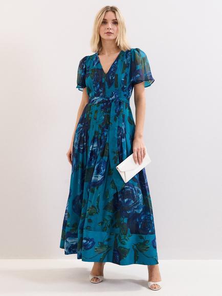 Phase Eight Skylar Floral Maxi Dress, Teal, Teal