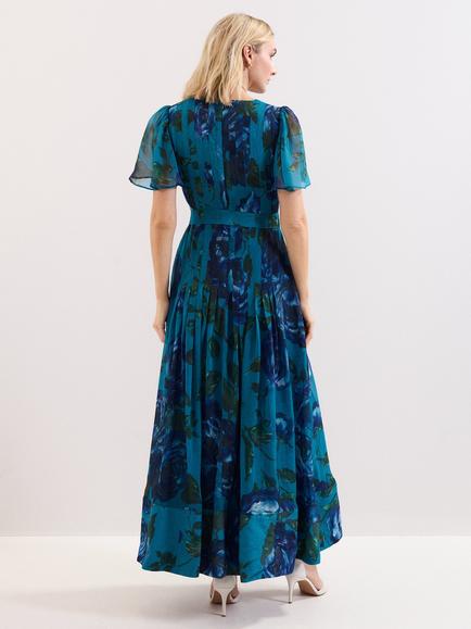 Phase Eight Skylar Floral Maxi Dress, Teal - view 2, Teal
