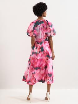 Phase Eight Caterina Floral Midi Dress, Pink/Multi - view 2, Pink/Multi