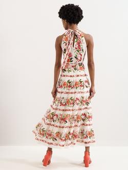 Phase Eight Petite Nita Floral Tiered Maxi Dress, Cream/Red - view 2, Cream/Red