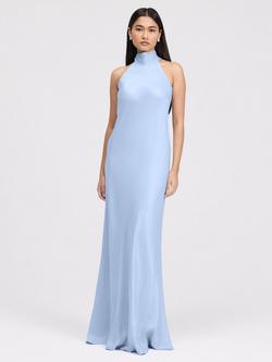Ghost Angelica Halter Neck Satin Maxi Dress - view 2, Cornflower Blue