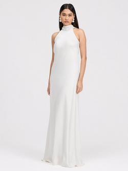 Ghost Angelica Halter Neck Satin Maxi Dress, Ivory
