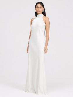 Ghost Angelica Halter Neck Satin Maxi Dress - view 2, Ivory