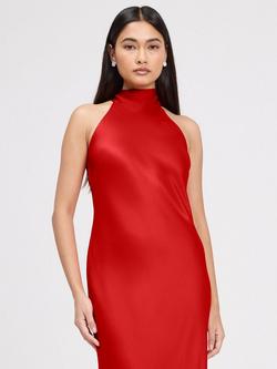 Ghost Angelica Halter Neck Satin Maxi Dress - view 2, Red