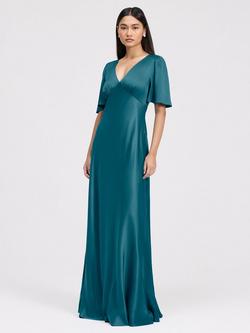 Ghost Arabella Empire Line Satin Maxi Dress, Emerald