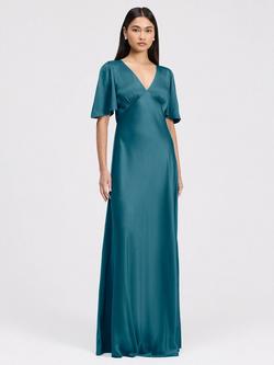 Ghost Arabella Empire Line Satin Maxi Dress - view 2, Emerald