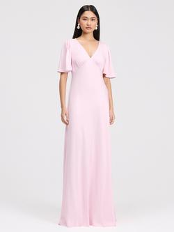 Ghost Arabella Empire Line Satin Maxi Dress, Pale Pink