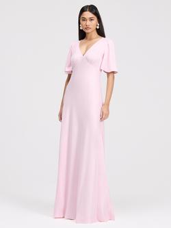 Ghost Arabella Empire Line Satin Maxi Dress - view 2, Pale Pink
