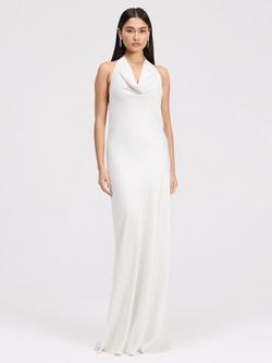 Ghost Elara Cowl Neck Satin Maxi Dress, Ivory