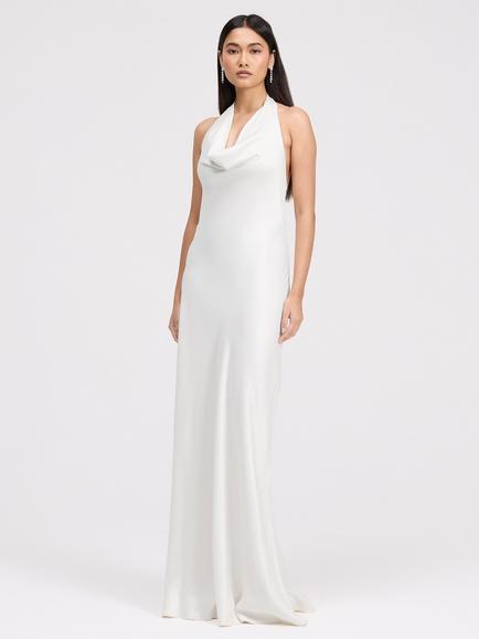 Ghost Elara Cowl Neck Satin Maxi Dress - view 2, Ivory