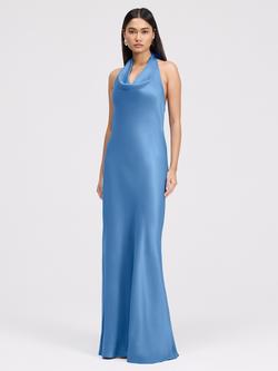 Ghost Elara Cowl Neck Satin Maxi Dress, Chambray Blue