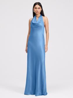 Ghost Elara Cowl Neck Satin Maxi Dress - view 2, Chambray Blue