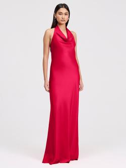 Ghost Elara Cowl Neck Satin Maxi Dress, Raspberry