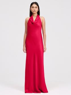 Ghost Elara Cowl Neck Satin Maxi Dress - view 2, Raspberry