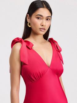 Ghost Nora Ruffled Shoulder Maxi Dress, Cornflower Blue - view 2, Raspberry