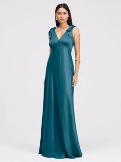 Ghost Nora Ruffled Shoulder Maxi Dress, Cornflower Blue, Emerald