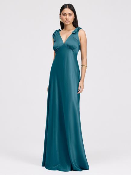 Ghost Nora Ruffled Shoulder Maxi Dress, Cornflower Blue, Emerald