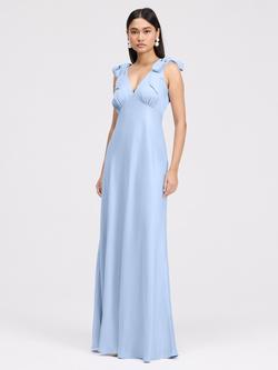 Ghost Nora Ruffled Shoulder Maxi Dress, Cornflower Blue, Cornflower Blue