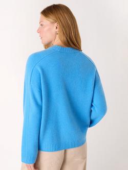 Whistles Crew Neck Seam Detail Wool Blend Jumper - view 2, Turquoise